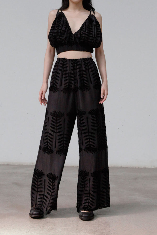 MUTEDANCE velvet floral trousers MD22SS60 black PM29